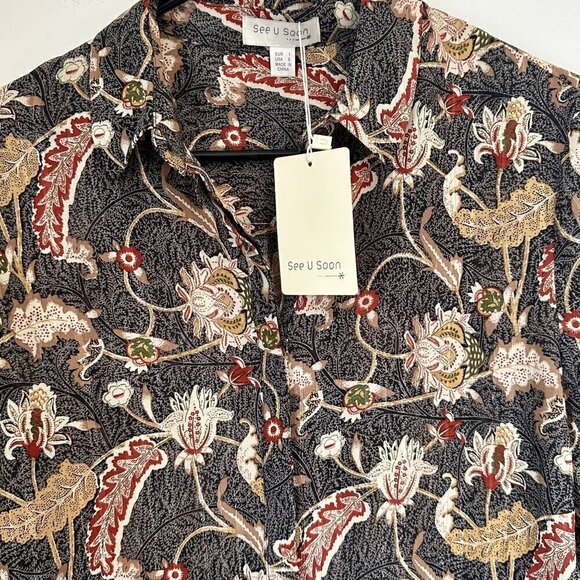 NWT See U Soon Floral Button Up Blouse - Size: Small - Picture 4 of 6